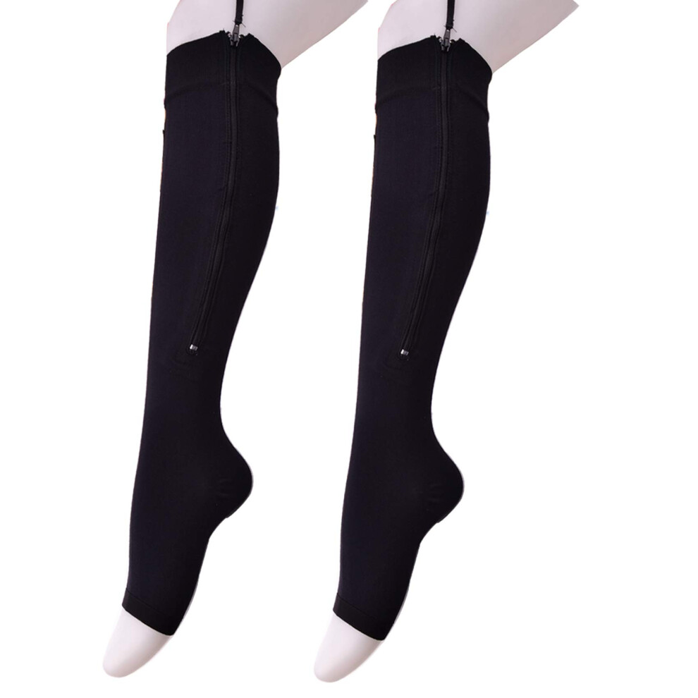 Maternity Compression Socks 2030mmHg Open Toe Zipper Design for Pregnancy Support