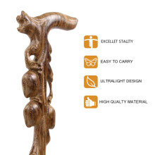 Wooden Walking Cane 34 Inch for Women, Handcrafted Solid Wood Stick with Ergonomic Handle and Anti‑Slip Tip