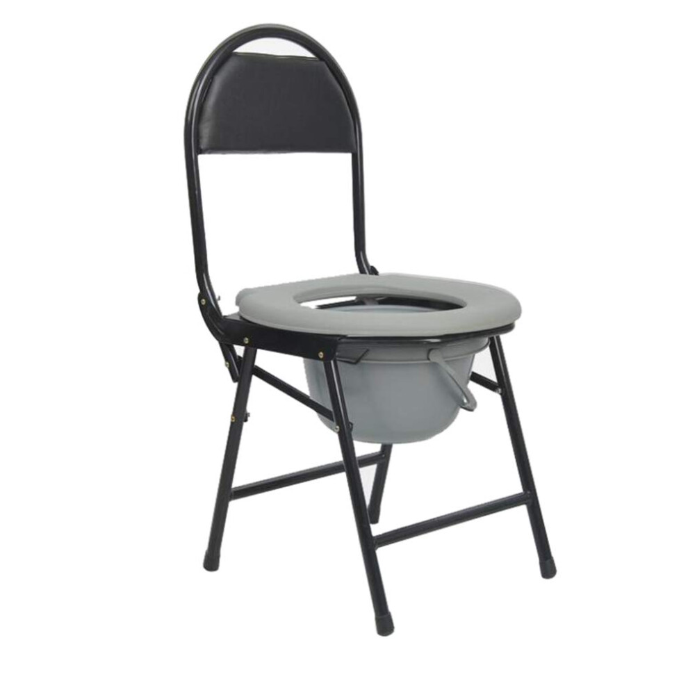 Foldable Commode Chair for Elderly with Backrest, Waterproof Seat, NonSlip Durable Steel Frame