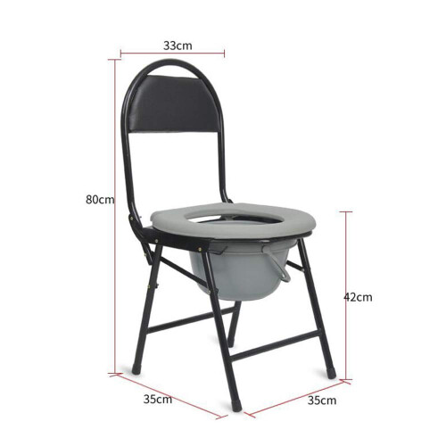 Foldable Commode Chair for Elderly with Backrest, Waterproof Seat, NonSlip Durable Steel Frame 1