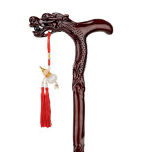 Dragon Head Wooden Walking Cane 85cm, Handcrafted Solid Wood Walking Stick with Ergonomic Handle and NonSlip Rubber Tip