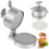 Burger Press Adjustable Thickness NonStick Hamburger Patty Maker with Handle and 100 Patty Papers 3