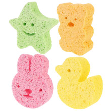 Soft Baby Bath Sponge Set 4PCS with Cute Cartoon Shapes for Newborn Gentle Cleansing