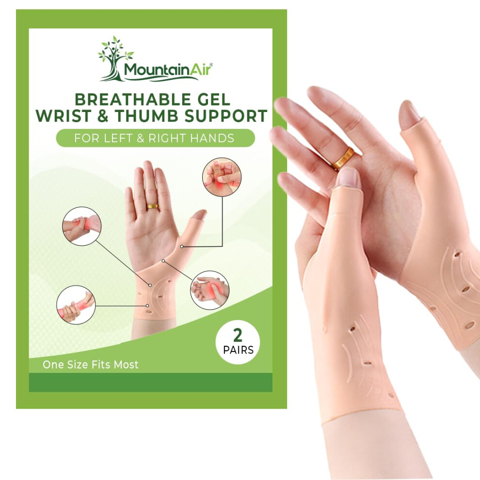 Waterproof Gel Wrist and Thumb Brace Set, 4PCS Arthritis and Carpal Tunnel Support with Flexible Thumb Stability