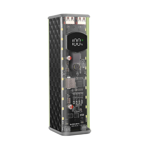 Modular 18650 Charging Case 8 Slot Plastic Housing USB Input Output Charging Support Suitable for Multiple Devices Black