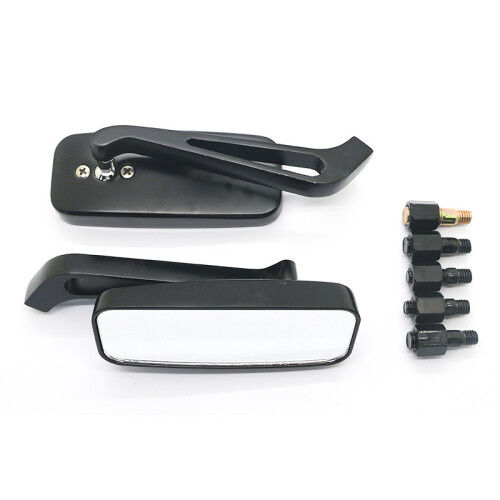Motorcycle mirrors Compatible with Harley Breakout - Black rectangle 8mm 10mm