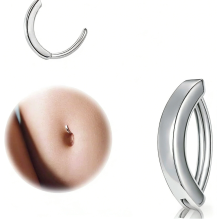 Anello per ombelico da donna 14G con fibbia, in argento sterling 925, piercing a bilanciere.