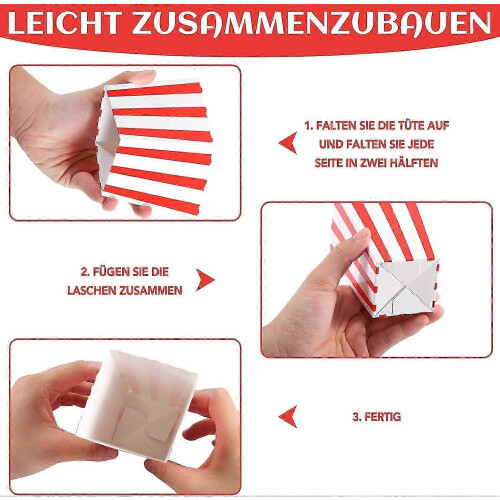 100 pieces popcorn bags, popcorn bags small popcorn boxes red and white 1