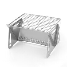 Stainless Steel Portable Camping Grill with Foldable Design and BBQ Tool Kit for Outdoor Cooking