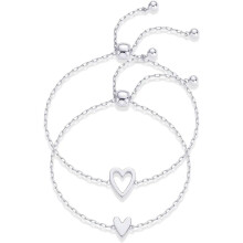 Women's Love Charm Bracelet Set - 14K Gold Plated, Adjustable, Matching Heart Charms for a Special Gift