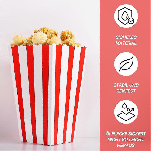 100 pieces popcorn bags, popcorn bags small popcorn boxes red and white 2