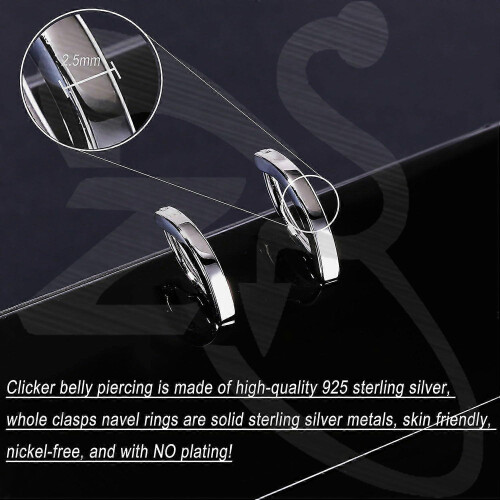 Dámsky piercing do pupka zo striebra 925 s prackou, 14G 2