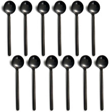 12 Pack 5 Inch Black Espresso Spoons, 304 Stainless Steel Mini Coffee Spoons, Dishwasher Safe