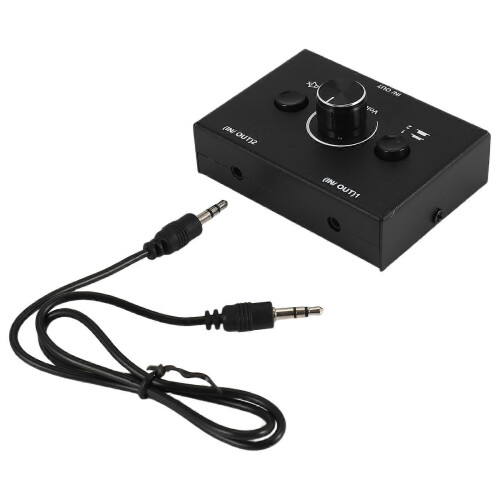 3.5mm Audio Switcher, 2 Input 1 Output/1 Input 2 Output Audio Splitter Switcher, Audio Switcher Box 2