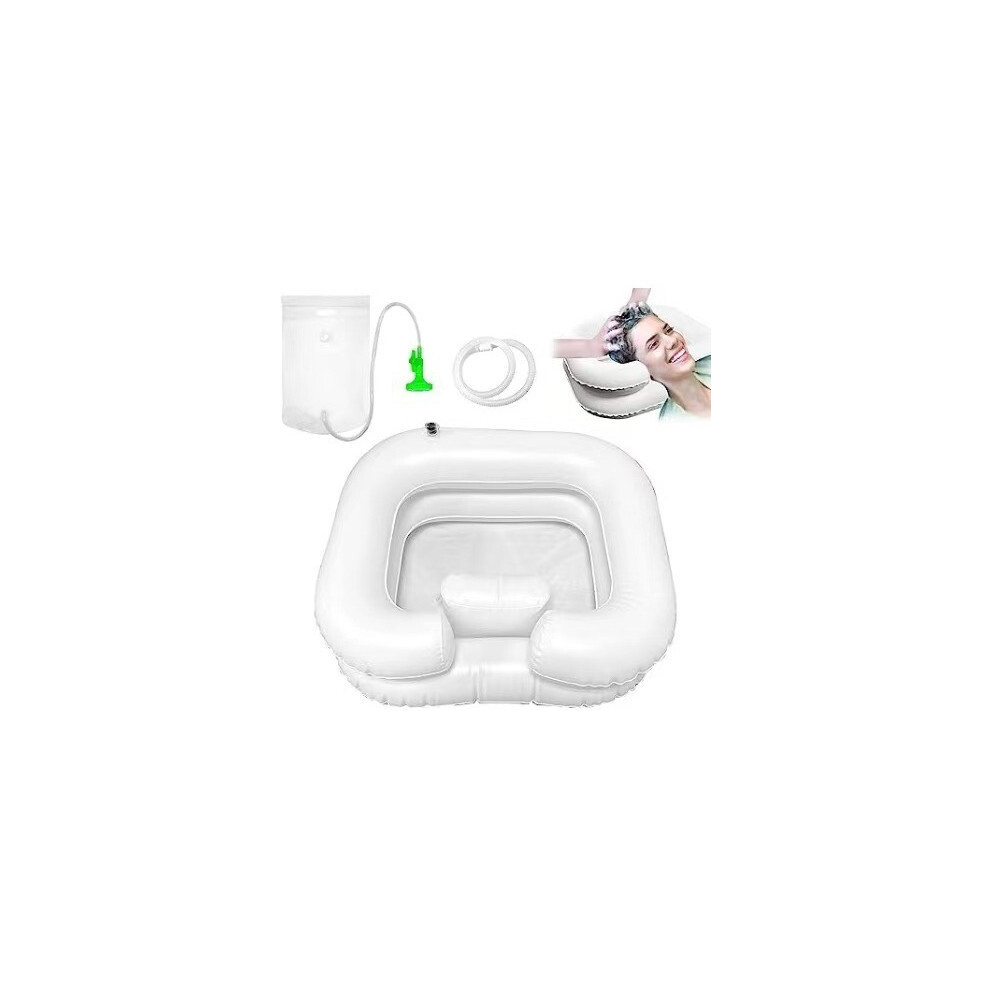 White Portable Inflatable Shampoo Basin For Bedside Use, Suitable For Locs Care And Hair Washing