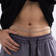 Man Simple Double-layer Metal Line Waist Chain Metal Abdominal Muscles Body Chain Jewelry Stainless Steel Chain