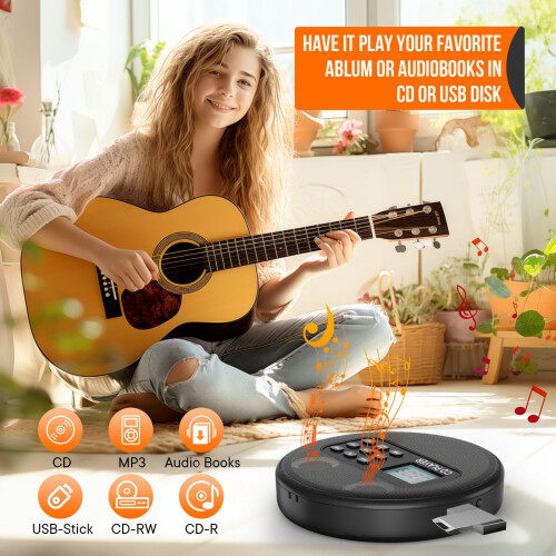 CD Player με ηχεία: Επαναφορτιζόμενο Walkman CD Player, Discman CD Player με ακουστικά Αναπαραγωγή Reco 1