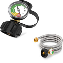 Propane Gauge with 6FT Adapter Hose, Visible Fuel Indicator for RV, Grill and Camping Stove