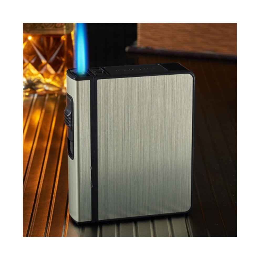 2in1 Cigarette Case with Refillable Butane Torch Lighter, Windproof Odorproof 20 Count 84mm Box