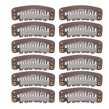 12Psc Hair Extensions Snap Clips, Metal Wig Clips With Rubber Comfort, Durable Design, Holes For Sewing, Clamp Firmly, Hairpiece Accessories