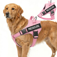 (pink color, L) Hundegeschirr ohne Ziehen, reflektierende, verstellbare Haustierweste mit Griff, atmungsaktives Anti-Choke-Geschirr für