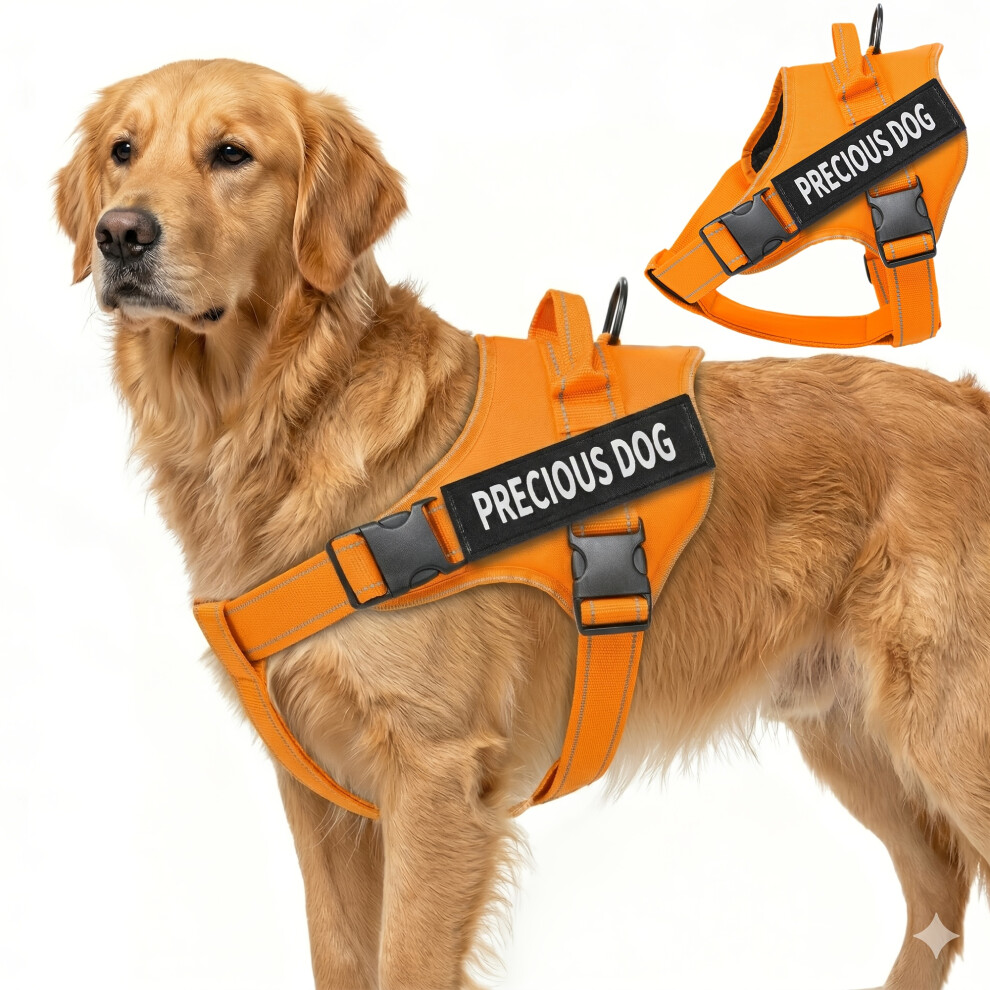 (, Xxl) No Pull Dog Harness, Reflective Adjustable Pet Vest With Handle, Breathable Anti-Choke Harness For Medium Large Dogs, Orange