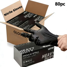 (Black, TS-80) Los guantes de nitrilo desechables negros 40/80 tienen una excelente elasticidad y durabilidad.Son adecuados para