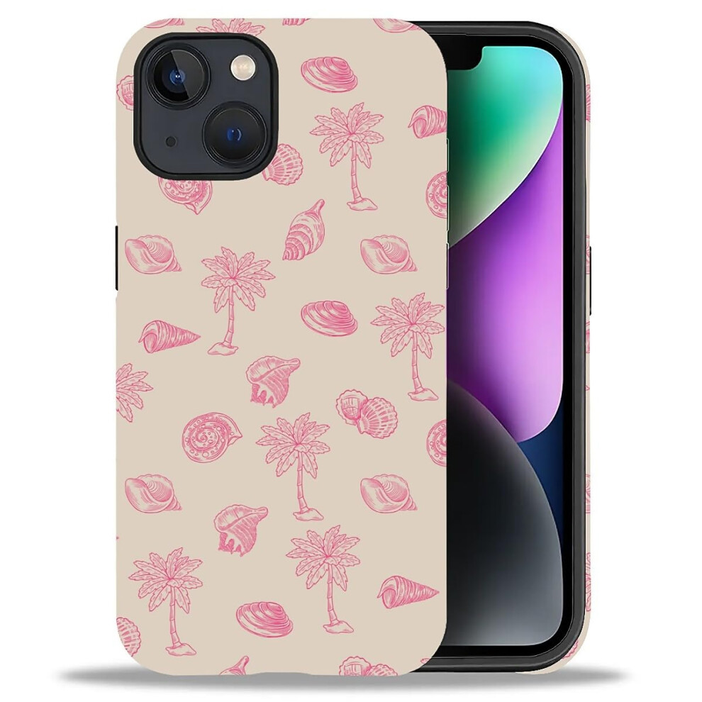 Case For Iphone 13 14 Holiday Coconut Trees In Bloom Slim Hybrid Silicone Hard Shell With Duallayer Shock Protection 9330225205302