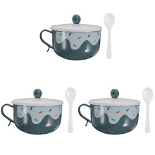 3Pièces Bol Alimentaire Réutilisable Bleu Design Facile