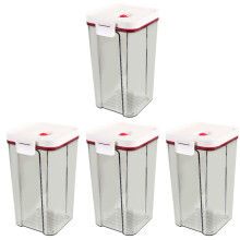 4Pcs Plastic Canisters with Vacuum Lids Clear Tea Coffee Sugar Storage