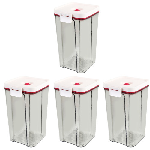 4Pcs Plastic Canisters with Vacuum Lids Clear Tea Coffee Sugar Storage