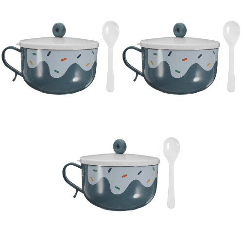 3Pièces Bol Alimentaire Réutilisable Bleu Design Facile 1