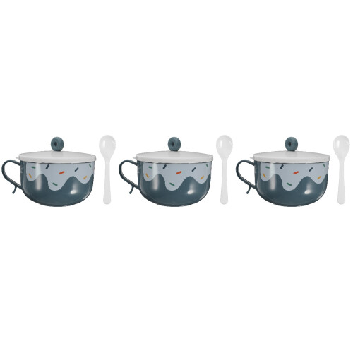 3Pièces Bol Alimentaire Réutilisable Bleu Design Facile 2
