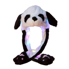 LED Bunny Hat with Moving Ears, Cute Panda Plush LightUp Animal Ear Cap for Women Girls, One Size