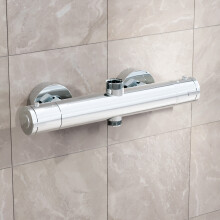 Nes Home Modern Chrome Round Exposed Thermostatic Shower Mixer Bar Valve