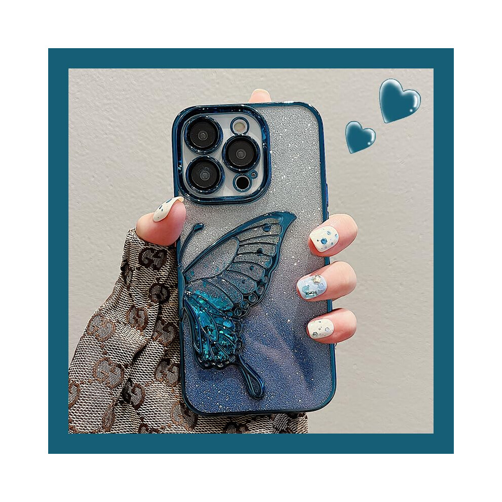 Glitter Butterfly Case For Iphone 14 Pro Max, Slim Protective Cover For Girls With Precise Cutouts Purple 9330225205616