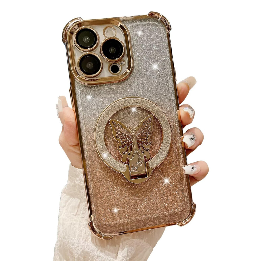 Glitter Phone Case For Huawei Nova 11 Pro/Ultra With Butterfly Stand, Shockproof Tpu Protection Gold 9330225205661