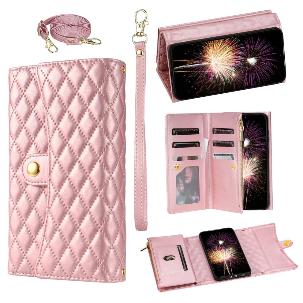 Wallet Case Leather Flip Cover With Zipper Card Holder Wrist Strap And Kickstand For Samsung Galaxy S24 9073542884774
