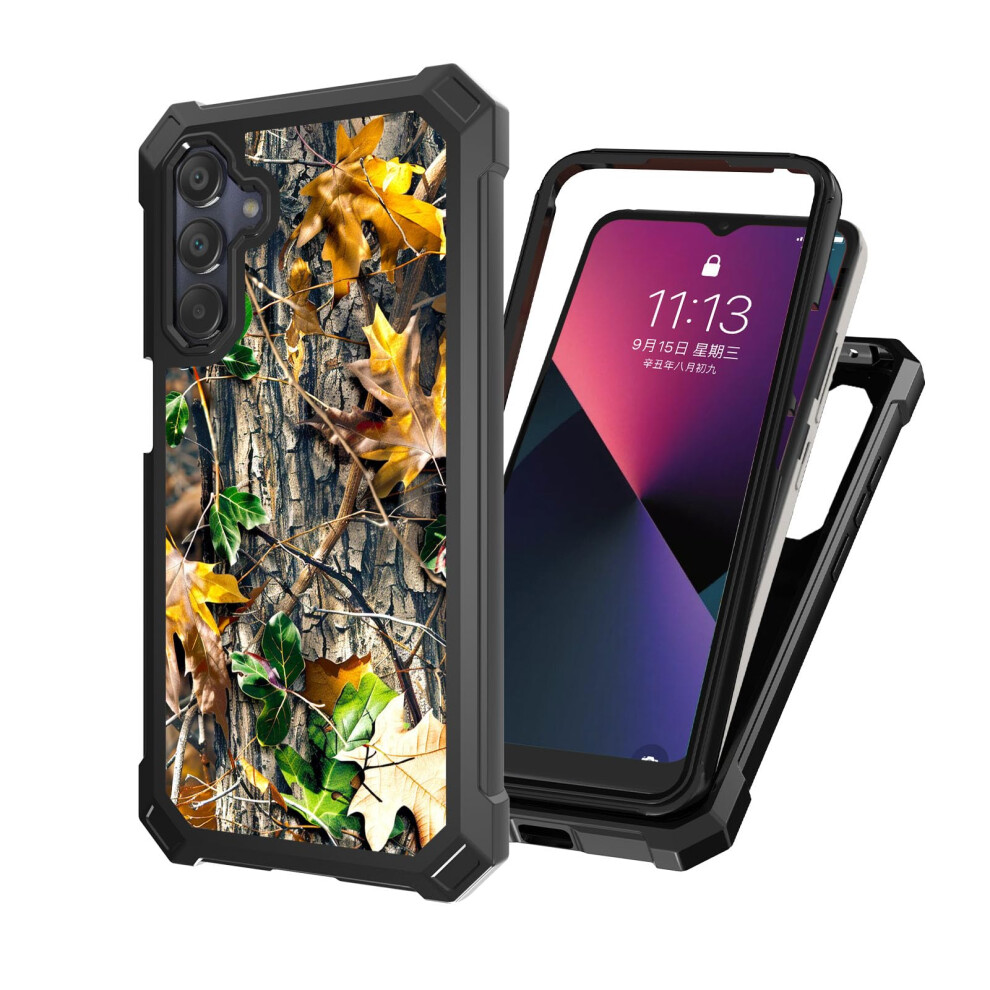 Case For Samsung Galaxy A36 5G With Tempered Glass, Military Grade Shockproof Camouflage Leaves Cover 9330225205845
