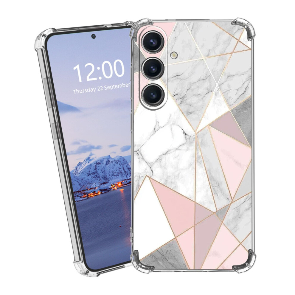 Case For Samsung Galaxy S25 Shockproof Clear Tpu Cover Antiyellowing Scratchresistant Marble Pattern Pink 9771547737766