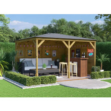 Garden Bar Gazebo 4x3m with Log Bar Pressure Treated Roof Shingles Utopia Dunster House