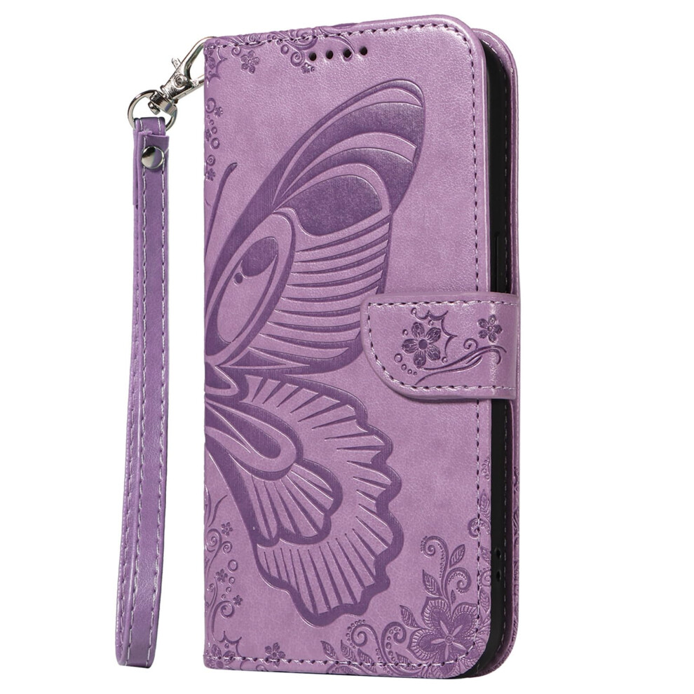 Wallet Case Pu Leather Flip Cover With Card Slots Kickstand And Wrist Strap For Samsung Galaxy S21 Purple 9771547737797