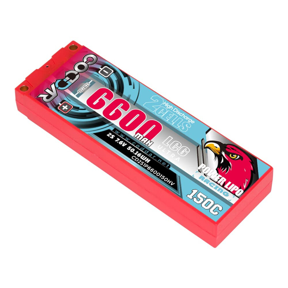 6600Mah 2S 7.6V 150C Hv Lipo Battery For 1/10 1/8 Rc Car Drone With 5Mm Bullet Connector 9771547737919