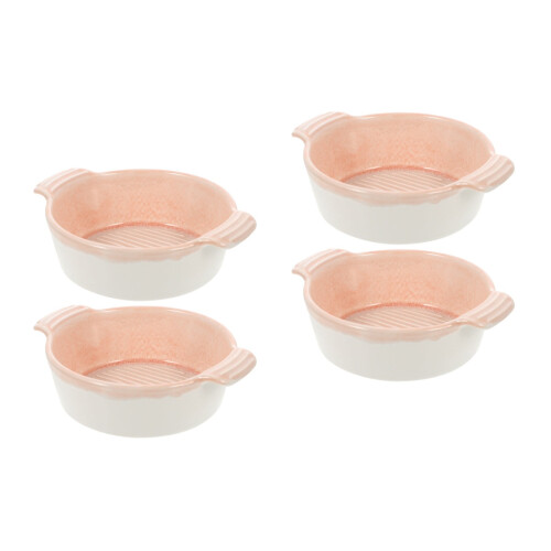 4Pcs Ceramic Bakeware Set Pink Baking Bowls Dishwasher Microwave Safe 2
