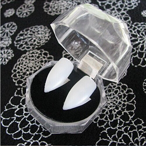 2PCS Small Vampire Fangs for Halloween Costume, Reusable False Teeth Set with Realistic Effect 2