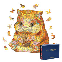 Golden Hamster Wooden Jigsaw Puzzle 300 PCS Animal Shaped Large Gift for Adults and Kids