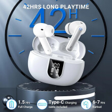 True Wireless BT Earbuds – 40H Playback with Charging Case – IPX5 Waterproof – LED Display – Touch Control – Gift for Music Lovers