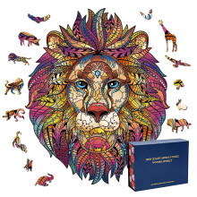 Head Animal Shaped Wooden Jigsaw Puzzle 109 Pcs for Adults and Kids, Vivid Color Design