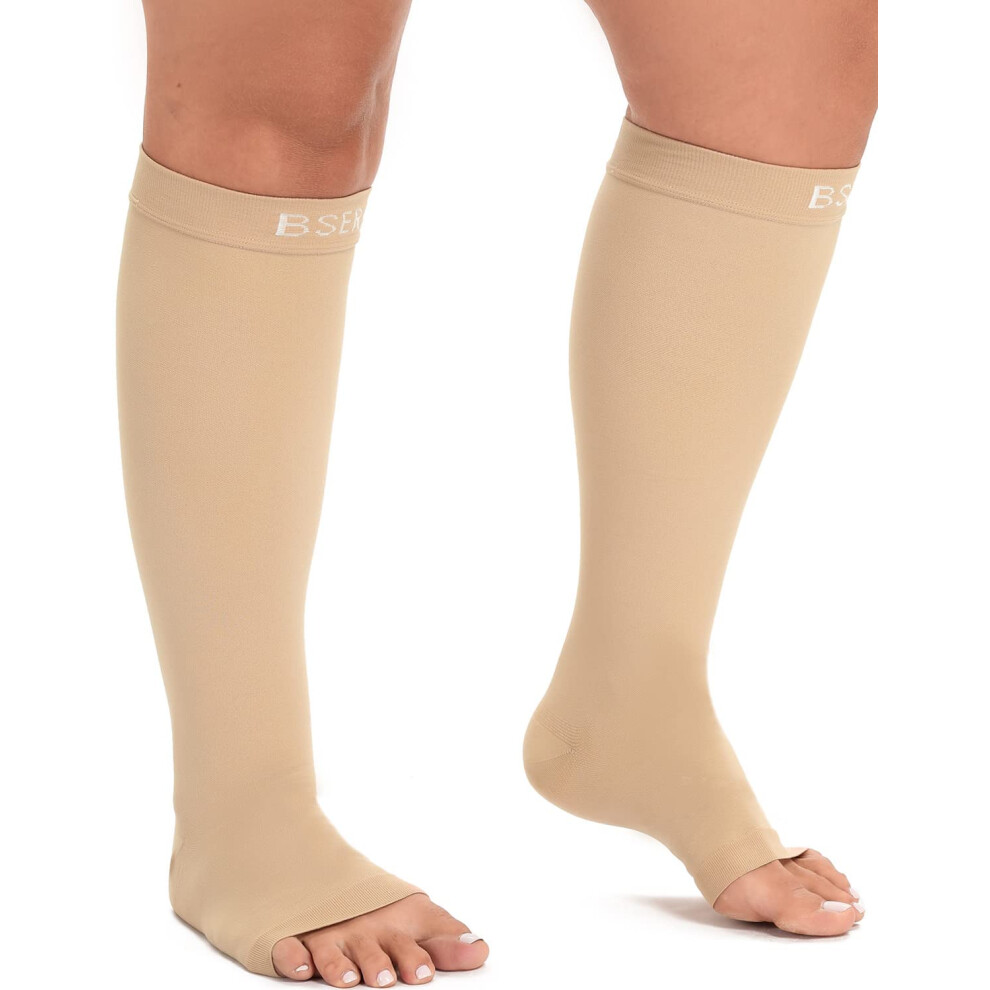 2 Pairs Wide Calf Compression Socks 2030 mmHg Open Toe Plus Size for Circulation and Varicose Vein Support 5XL