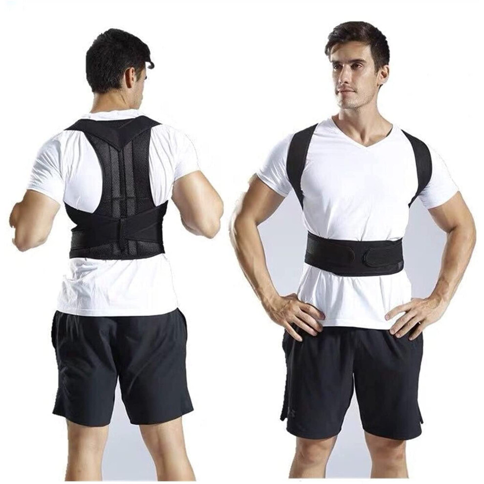 Black Posture Corrector Back Support Brace Adjustable Lumbar And Shoulder Alignment Aid For Men Women S